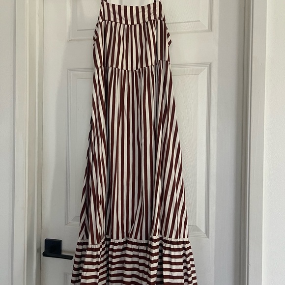 Mikoh - Striped Brown and White Women's midi dress - Picture 1 of 1